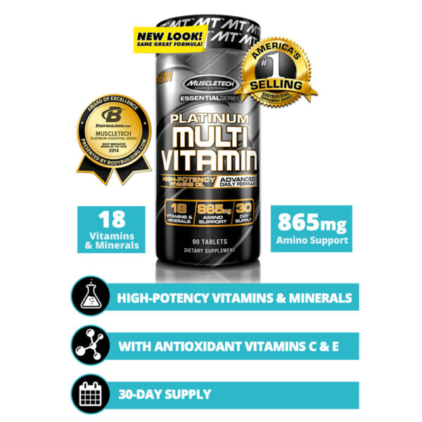 Platinium Multivitamin Muscletech - Multivitaminico avanzado - 90 tabletas